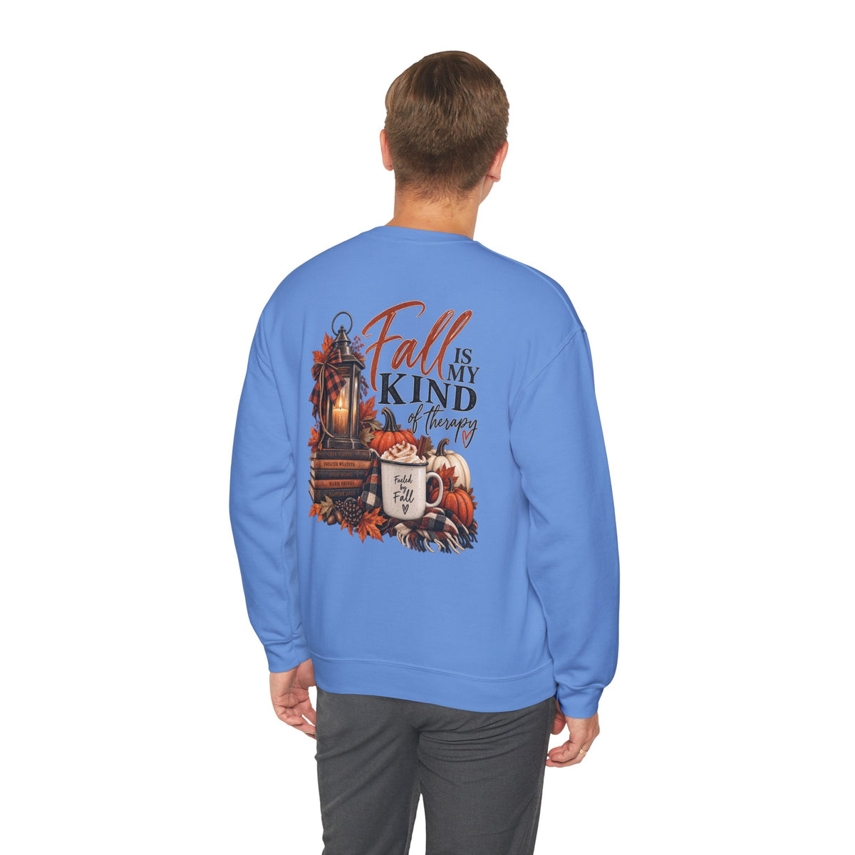 Fall Is My Kind Of Therapy Sweatshirt | Autumn Leaves Lantern Coffee Pumpkin