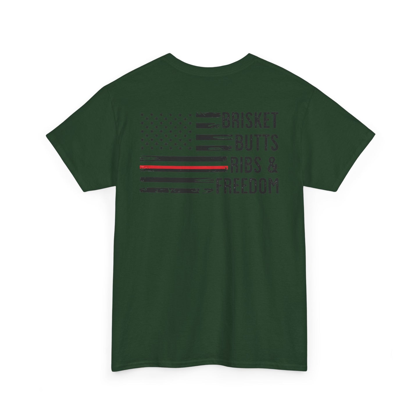 Copy of Thin Blue Line Patriotic BBQ Shirt Brisket Butts Ribs Smoker Tee | American Flag Grill