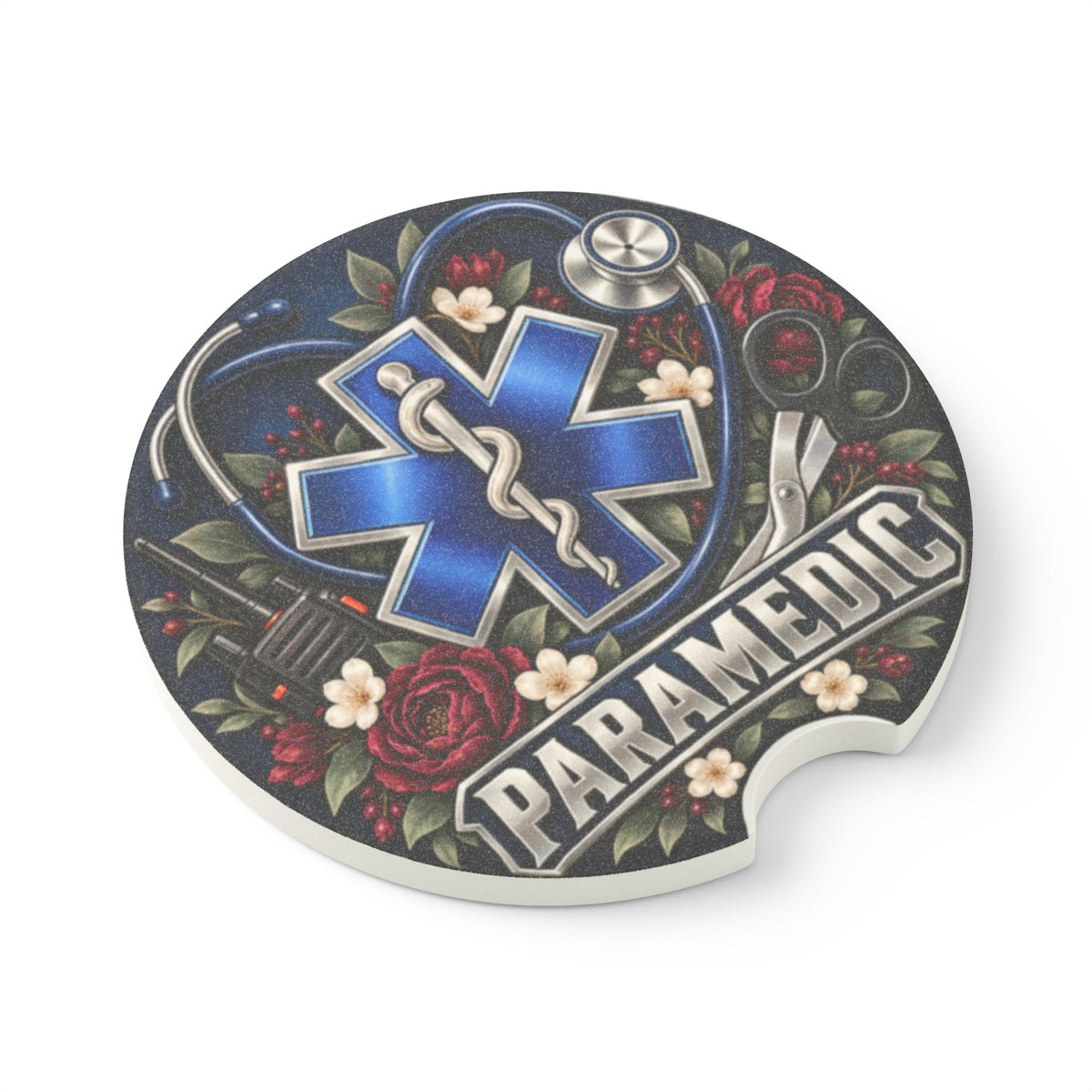 Paramedic Soapstone Car Coaster — EMS Star of Life Medical Symbol