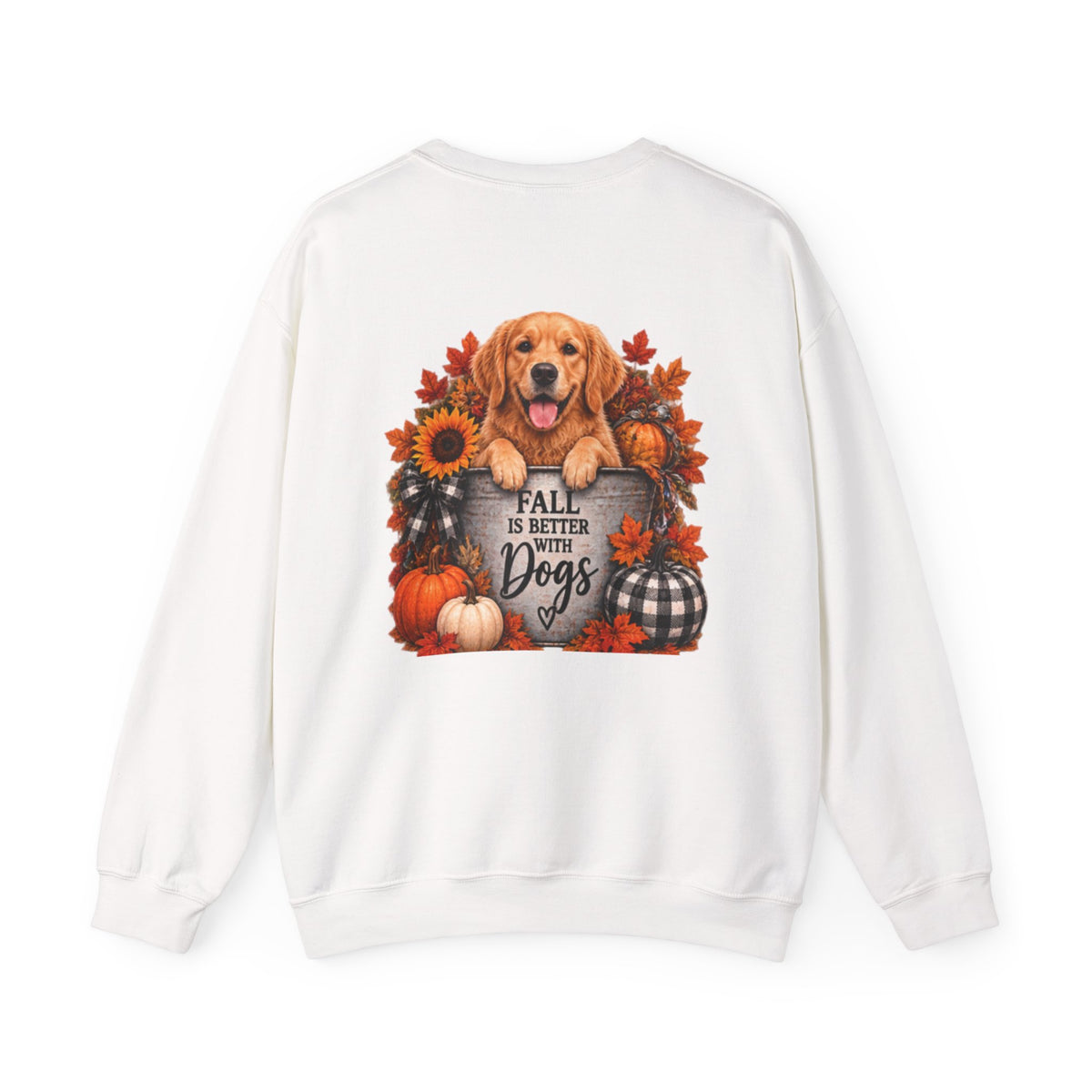 Golden Retriever Fall Dogs Sweatshirt | Autumn Pumpkins Sunflowers Plaid