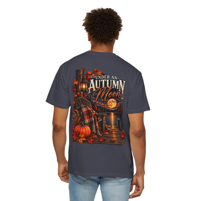 Under an Autumn Moon T-Shirt | Fall Lake Scene, Pumpkins & Plaid