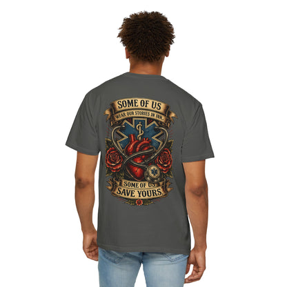 Paramedic Tattoo Heart T‑Shirt — "Some of Us Wear Our Stories in Ink, Some of Us Save Yours"