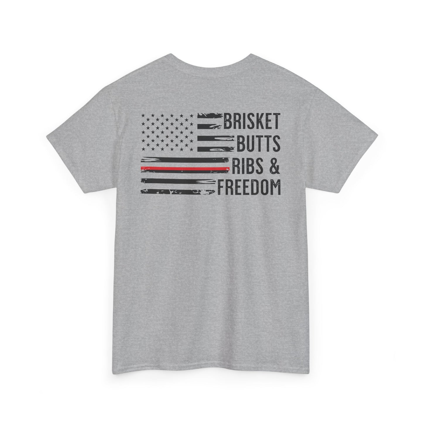 Copy of Thin Blue Line Patriotic BBQ Shirt Brisket Butts Ribs Smoker Tee | American Flag Grill