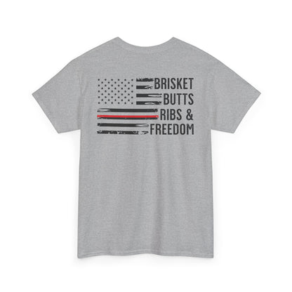 Copy of Thin Blue Line Patriotic BBQ Shirt Brisket Butts Ribs Smoker Tee | American Flag Grill