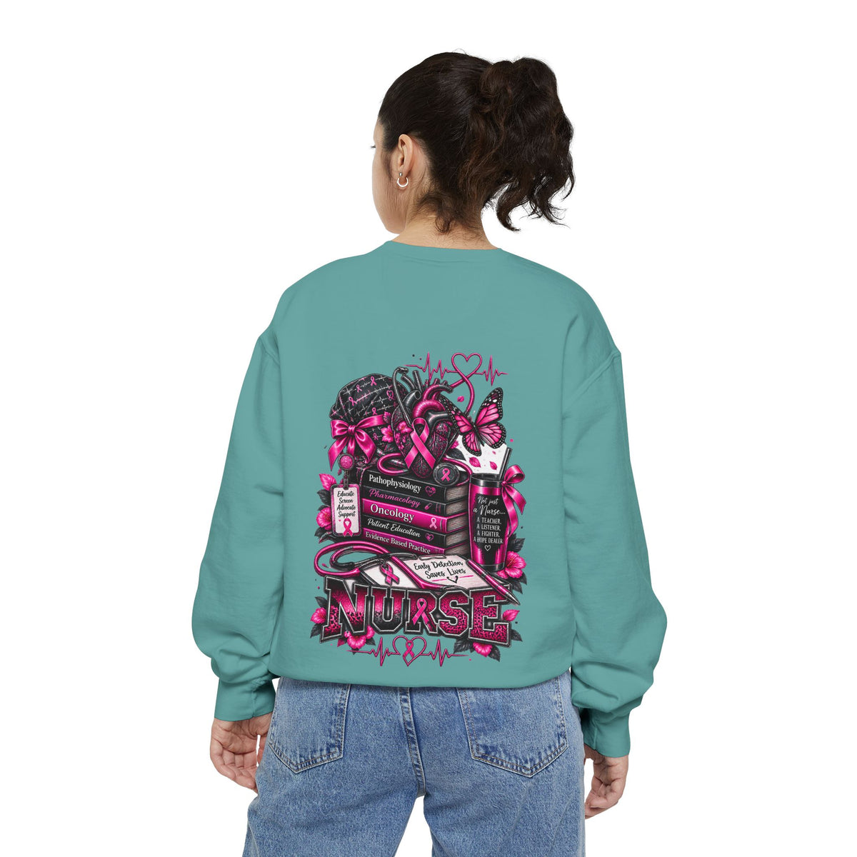 Breast Cancer Awareness Nurse Sweatshirt — Pink Ribbon RN Crewneck