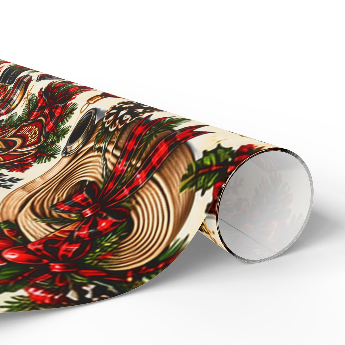 Firefighter Christmas Wrapping Paper – Holiday Firetruck & Badges Gift Wrap