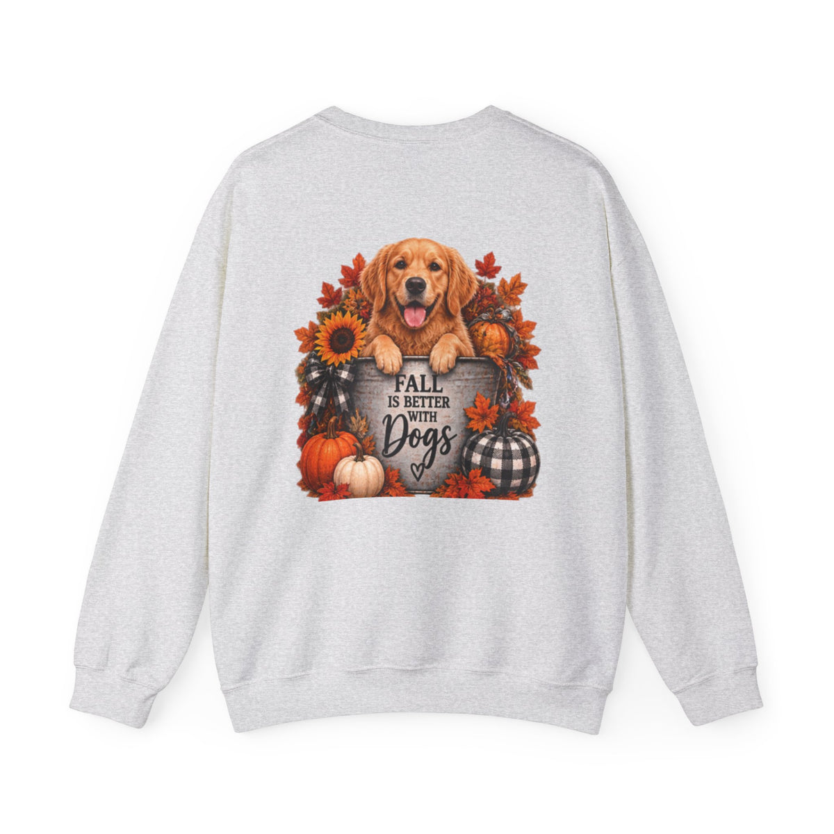 Golden Retriever Fall Dogs Sweatshirt | Autumn Pumpkins Sunflowers Plaid