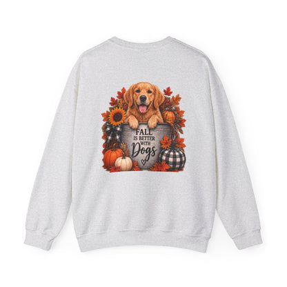 Golden Retriever Fall Dogs Sweatshirt | Autumn Pumpkins Sunflowers Plaid