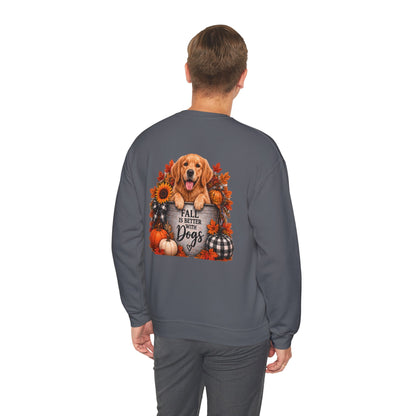 Golden Retriever Fall Dogs Sweatshirt | Autumn Pumpkins Sunflowers Plaid