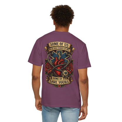 Paramedic Tattoo Heart T‑Shirt — "Some of Us Wear Our Stories in Ink, Some of Us Save Yours"