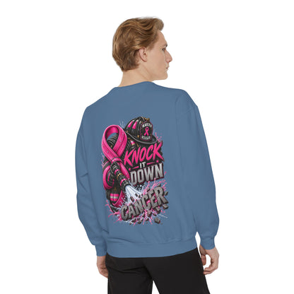 Breast Cancer Awareness Sweatshirt  Firefighter edition— "Knock It Down Cancer" Crewneck