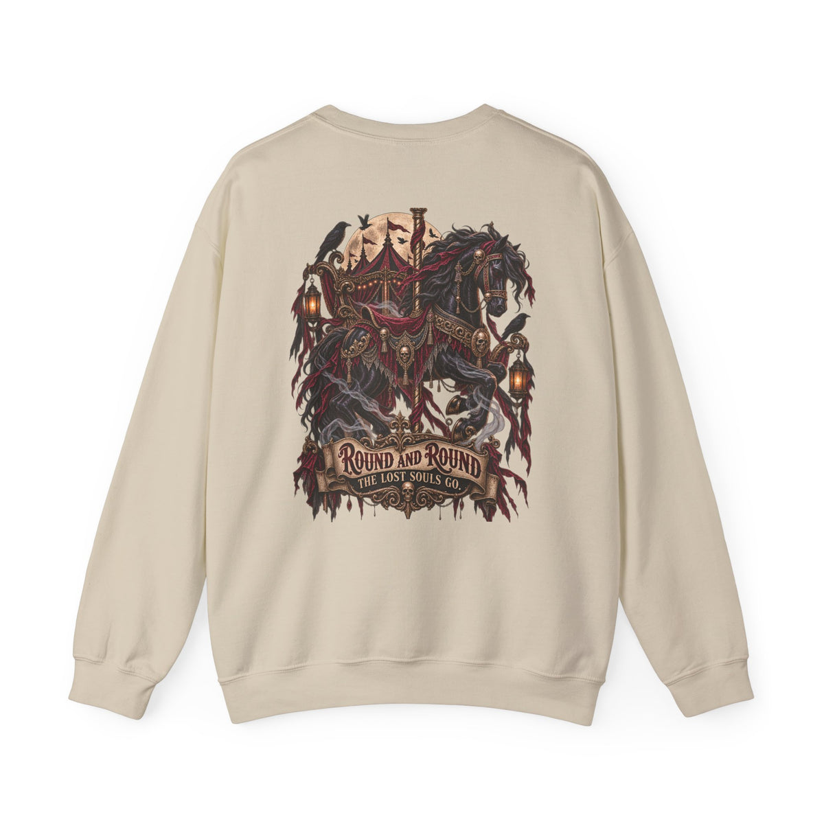Round and Round the Lost Souls Go | Haunted Carousel Gothic Circus Shirt