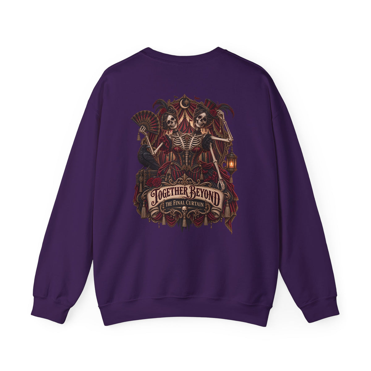 Together Beyond the Final Curtain | Gothic Sideshow Skeleton Halloween Shirt