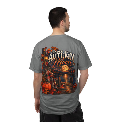Under an Autumn Moon T-Shirt | Fall Lake Scene, Pumpkins & Plaid