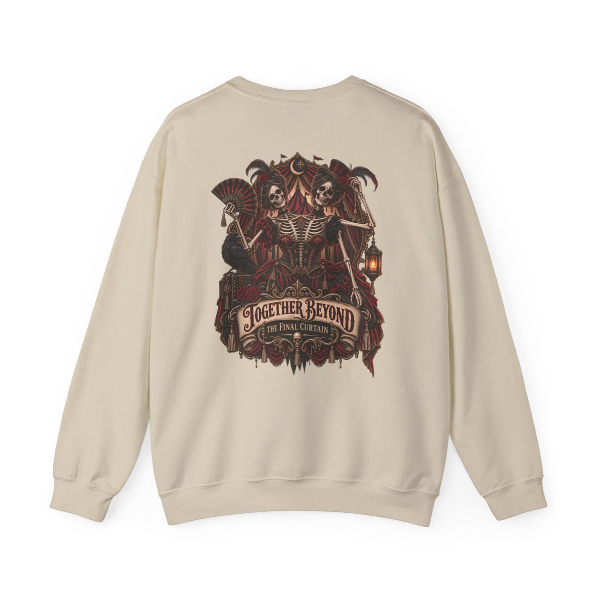 Together Beyond the Final Curtain | Gothic Sideshow Skeleton Halloween Shirt