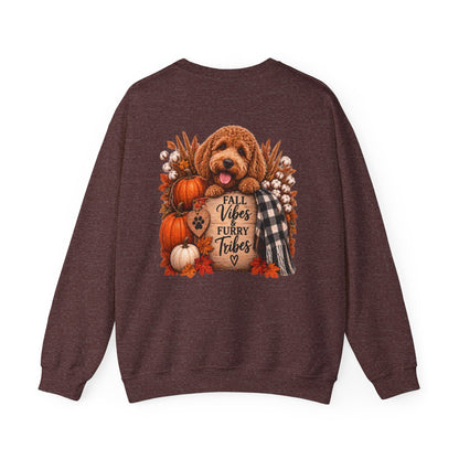 Fall Vibes Furry Tribes Dog Sweatshirt | Pumpkin Plaid Cozy Autumn