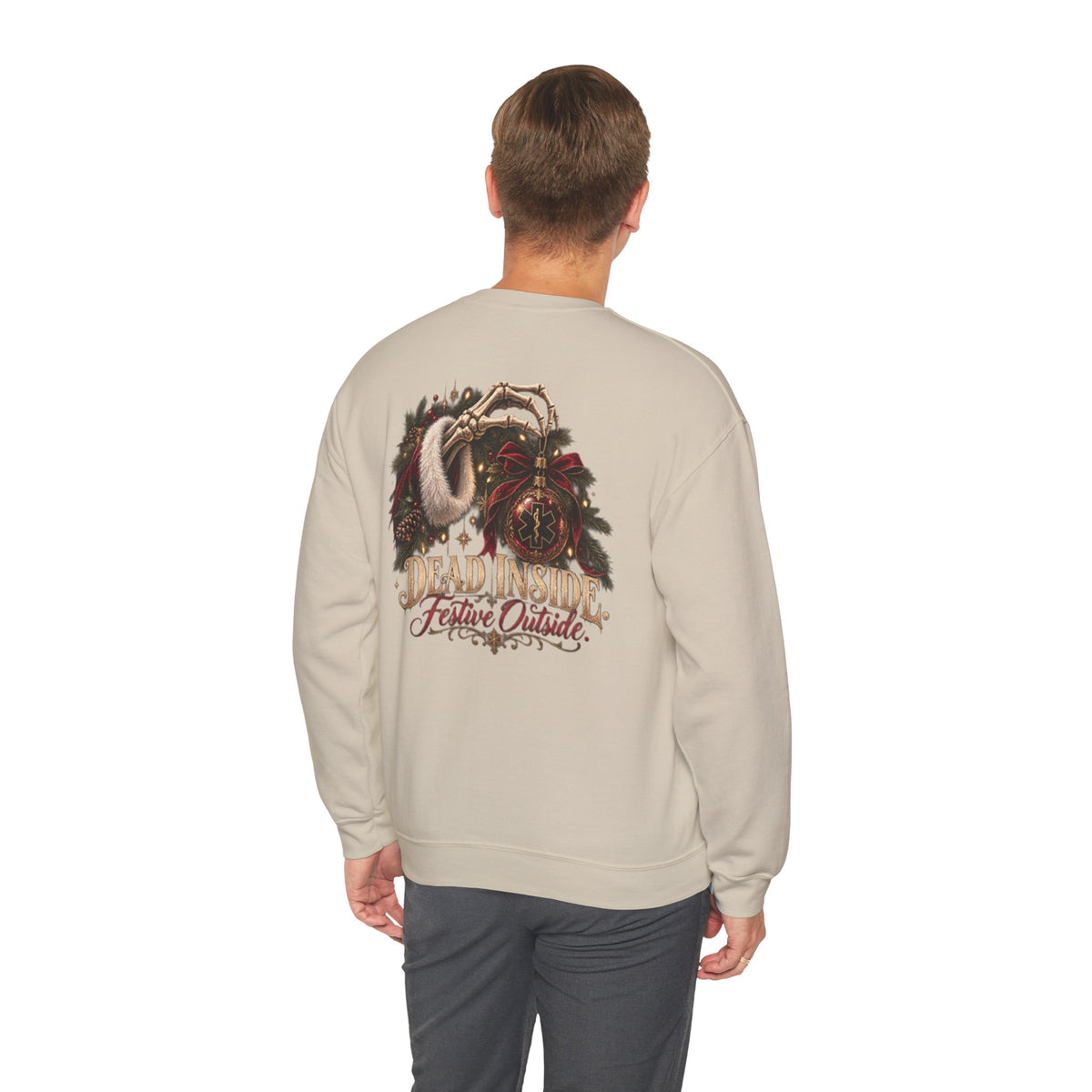 Dead Inside Festive Outside EMS Christmas Sweatshirt, Funny Paramedic Gift, EMT Holiday Crewneck, First Responder Dark Humor