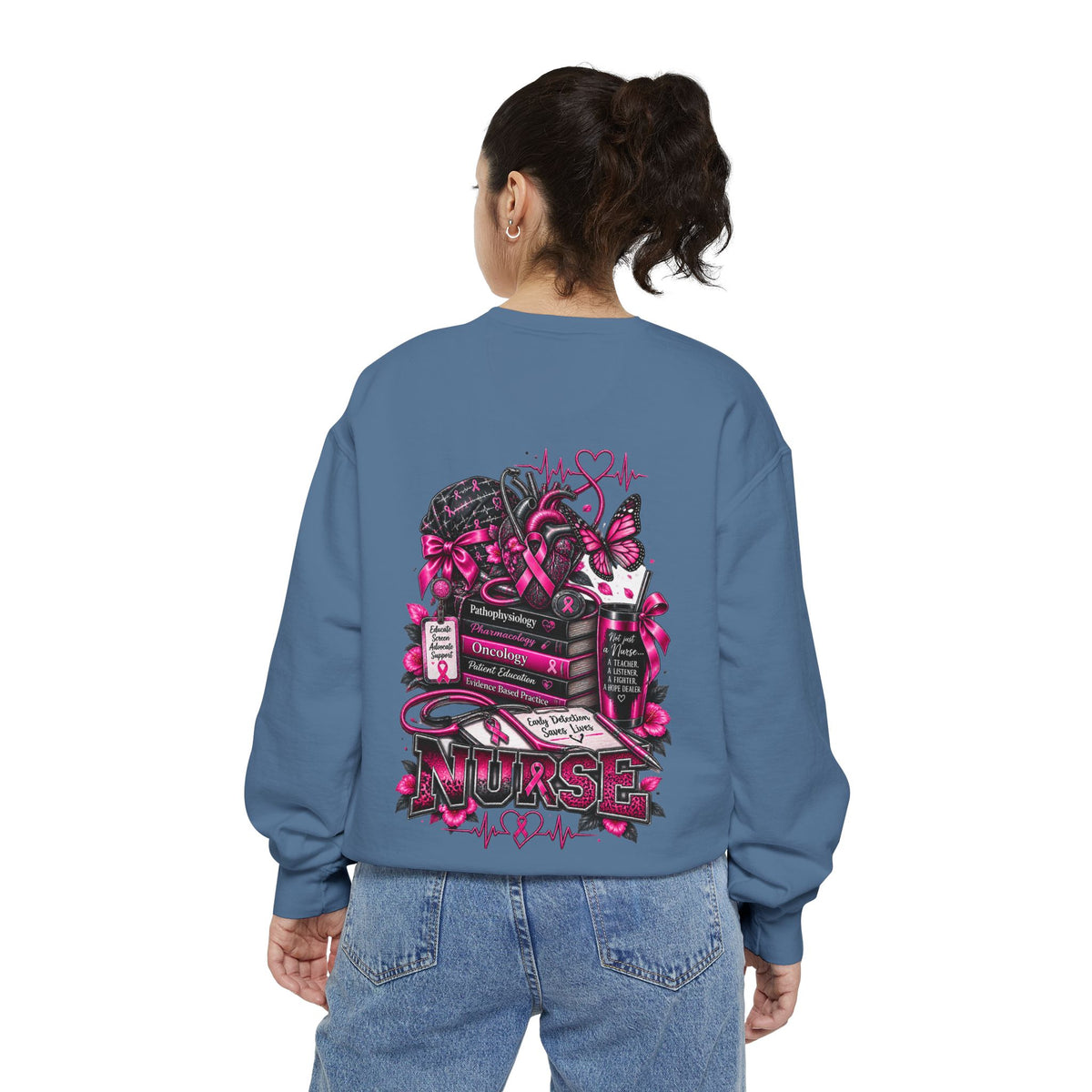 Breast Cancer Awareness Nurse Sweatshirt — Pink Ribbon RN Crewneck
