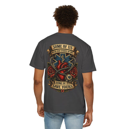 Paramedic Tattoo Heart T‑Shirt — "Some of Us Wear Our Stories in Ink, Some of Us Save Yours"