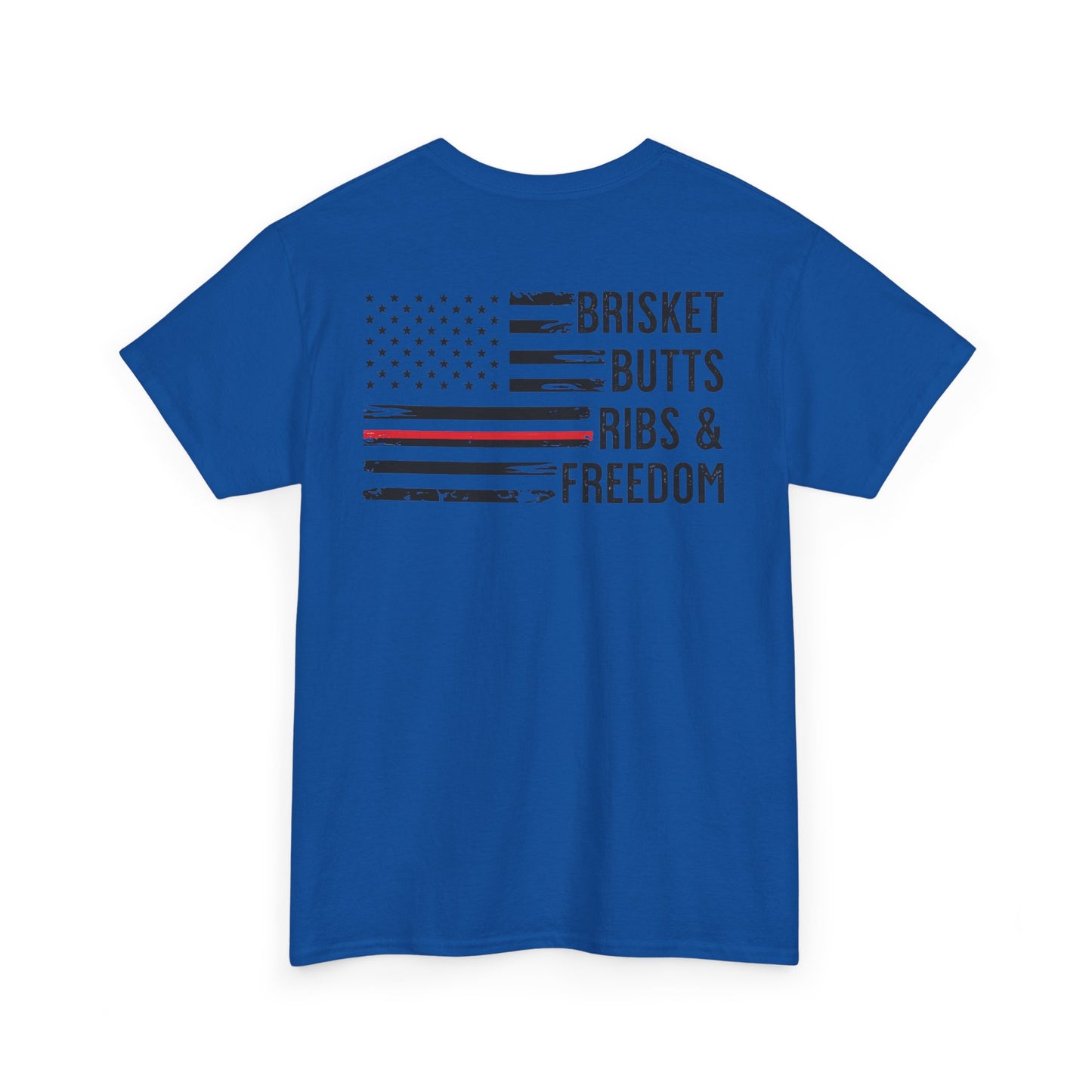 Copy of Thin Blue Line Patriotic BBQ Shirt Brisket Butts Ribs Smoker Tee | American Flag Grill