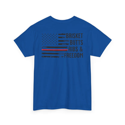 Copy of Thin Blue Line Patriotic BBQ Shirt Brisket Butts Ribs Smoker Tee | American Flag Grill