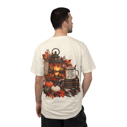 Autumn Lantern Pumpkin Stack T-Shirt | Fall Leaves Cozy Harvest Design