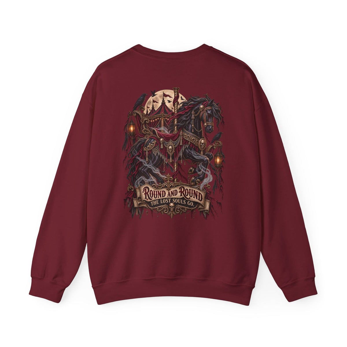 Round and Round the Lost Souls Go | Haunted Carousel Gothic Circus Shirt