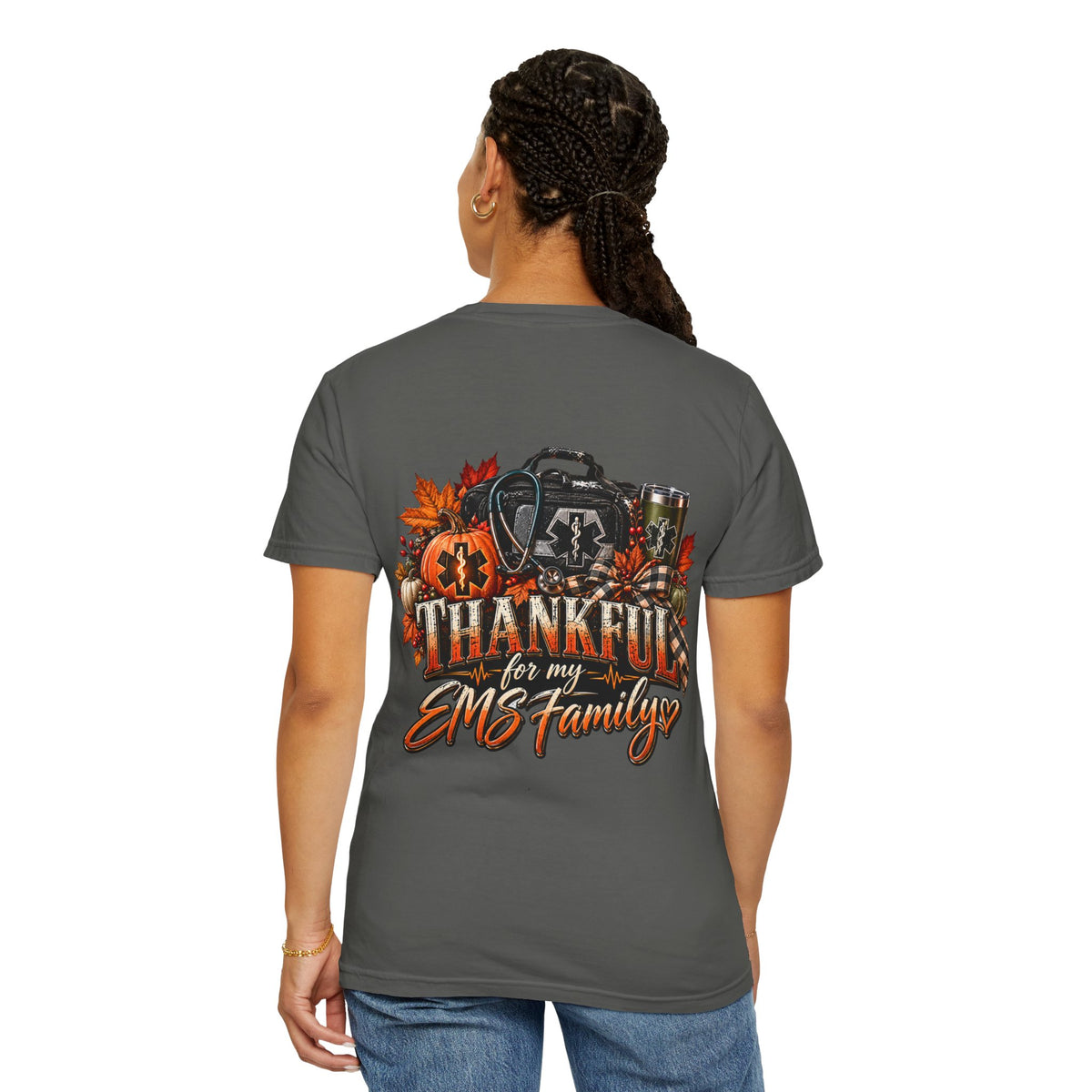 Thankful for My EMS Family Shirt | Paramedic Thanksgiving Sweatshirt | EMT Fall Shirt | First Responder Gift | EMS Crewneck or T-Shirt