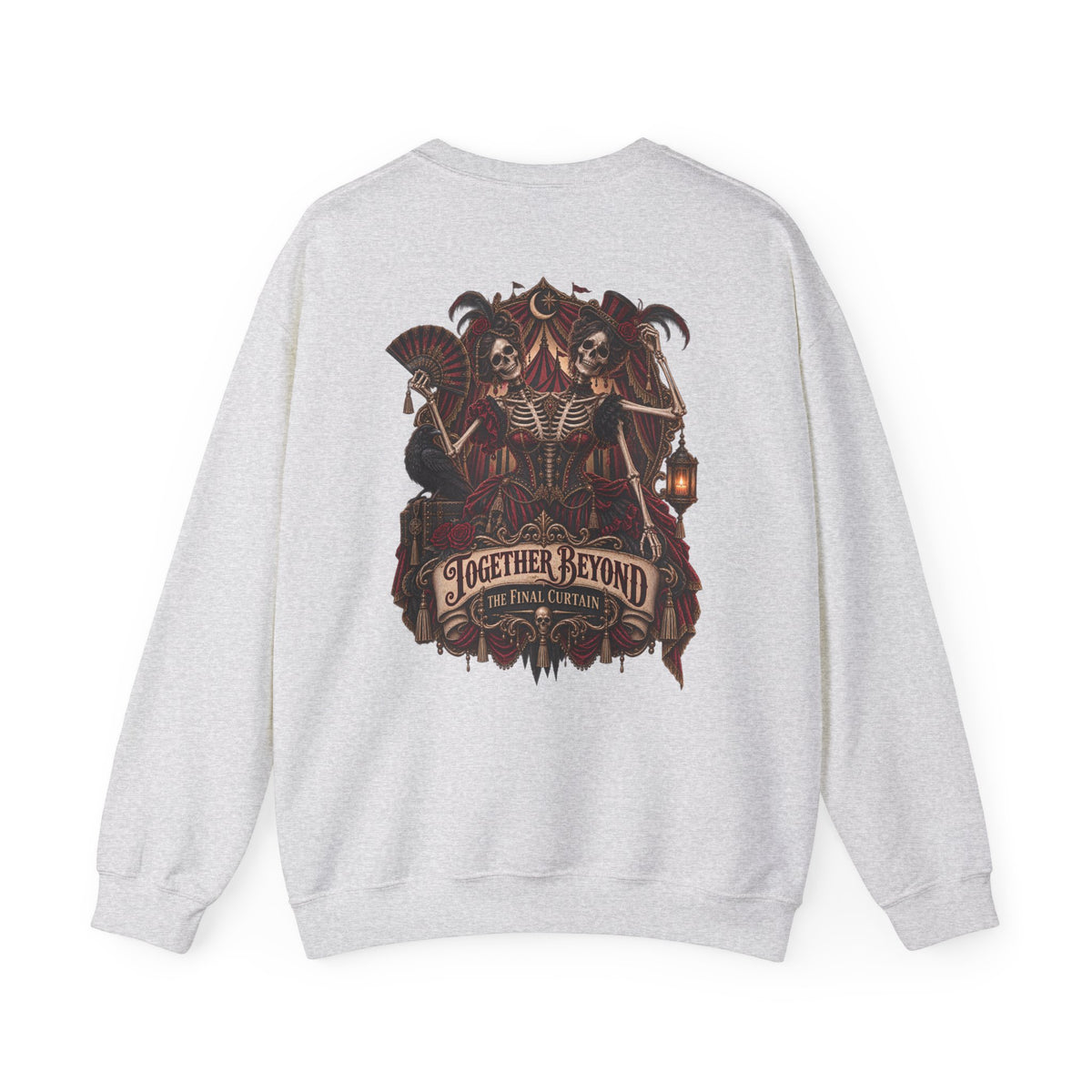 Together Beyond the Final Curtain | Gothic Sideshow Skeleton Halloween Shirt