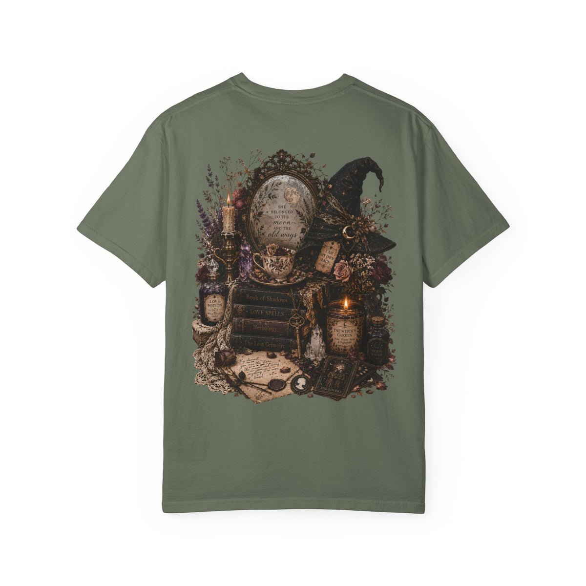 Witchy Altar Illustration T-Shirt | Tarot, Moon, Candles