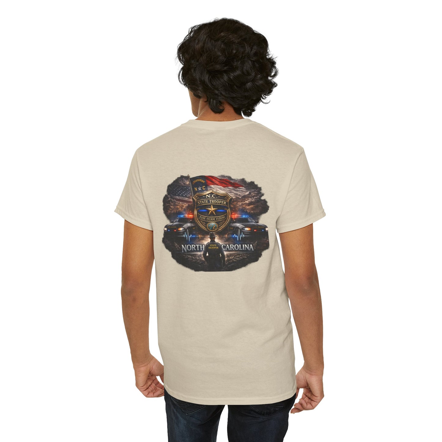 Sworn to serve-State Trooper Badge North Carolina T‑Shirt – Motto