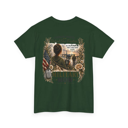Military Mom Tee — “I Raised My Child to Defend Our Freedom” Patriotic Shirt