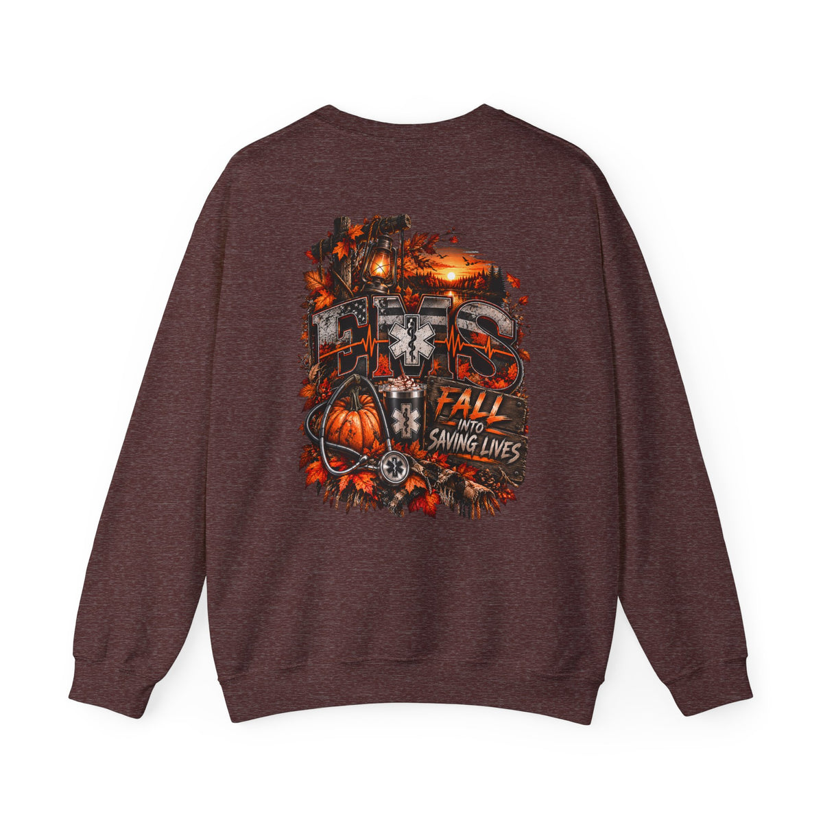 EMS Fall Into Saving Lives | Fall Paramedic EMT T-Shirt & Sweatshirt | First Responder Autumn Apparel