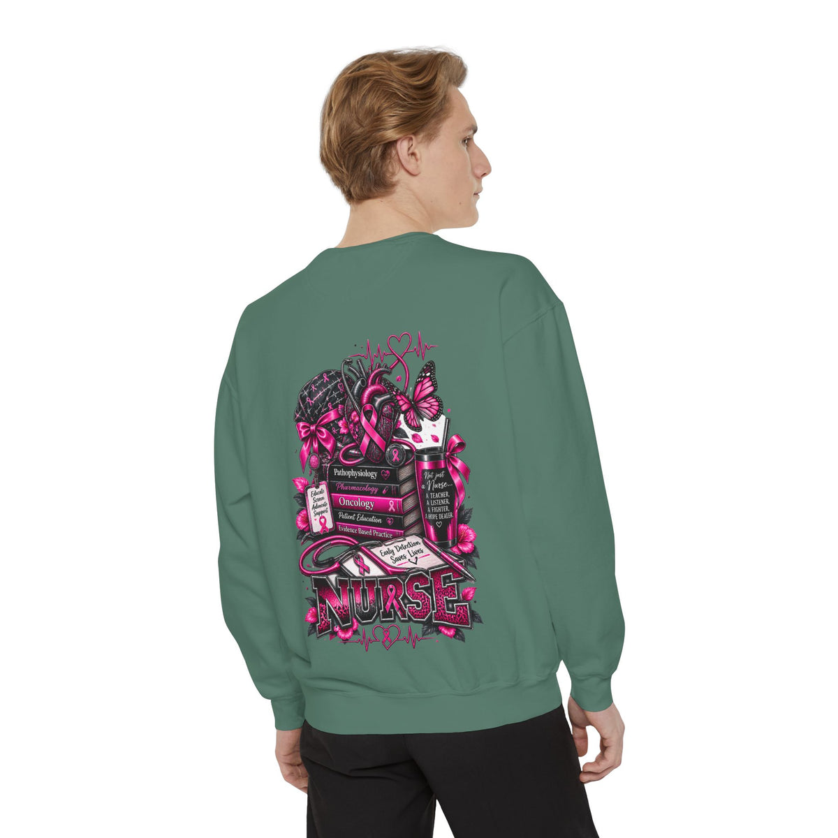 Breast Cancer Awareness Nurse Sweatshirt — Pink Ribbon RN Crewneck