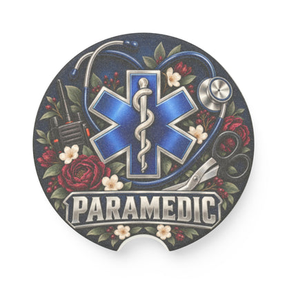 Paramedic Soapstone Car Coaster — EMS Star of Life Medical Symbol
