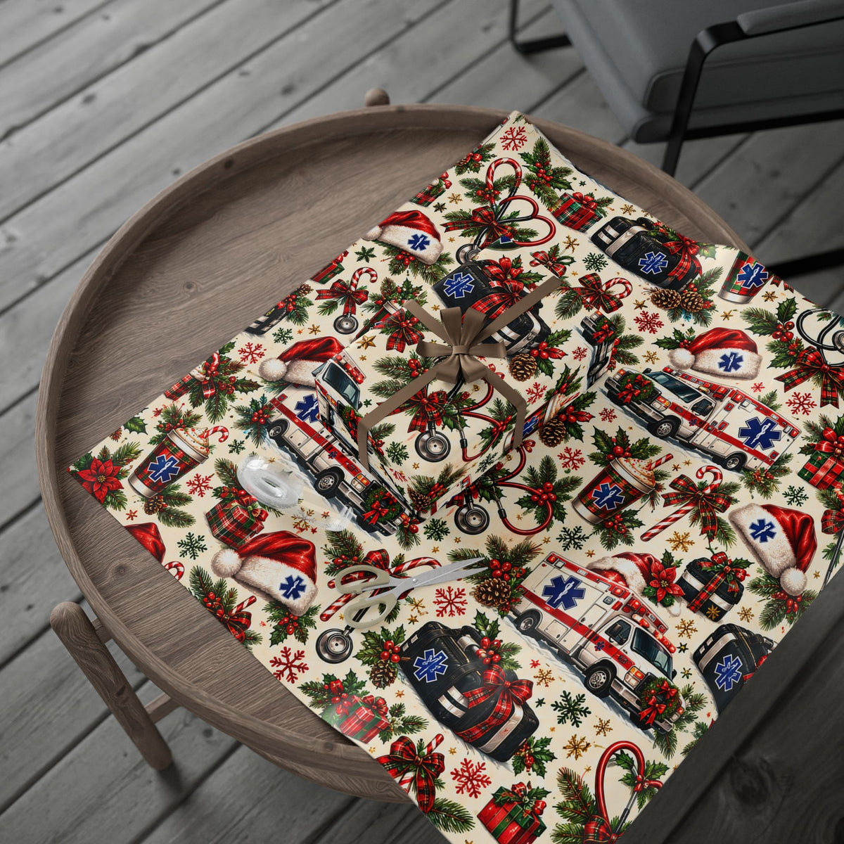 Wrapping Paper – Christmas Emergency Medical Services Design