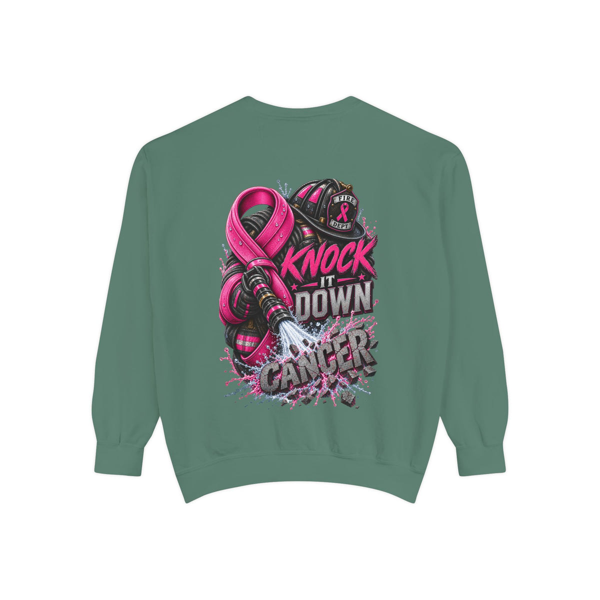 Breast Cancer Awareness Sweatshirt  Firefighter edition— "Knock It Down Cancer" Crewneck