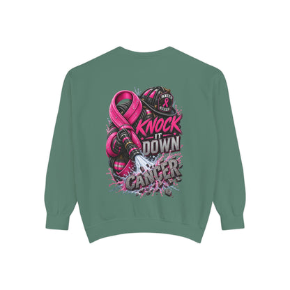 Breast Cancer Awareness Sweatshirt  Firefighter edition— "Knock It Down Cancer" Crewneck