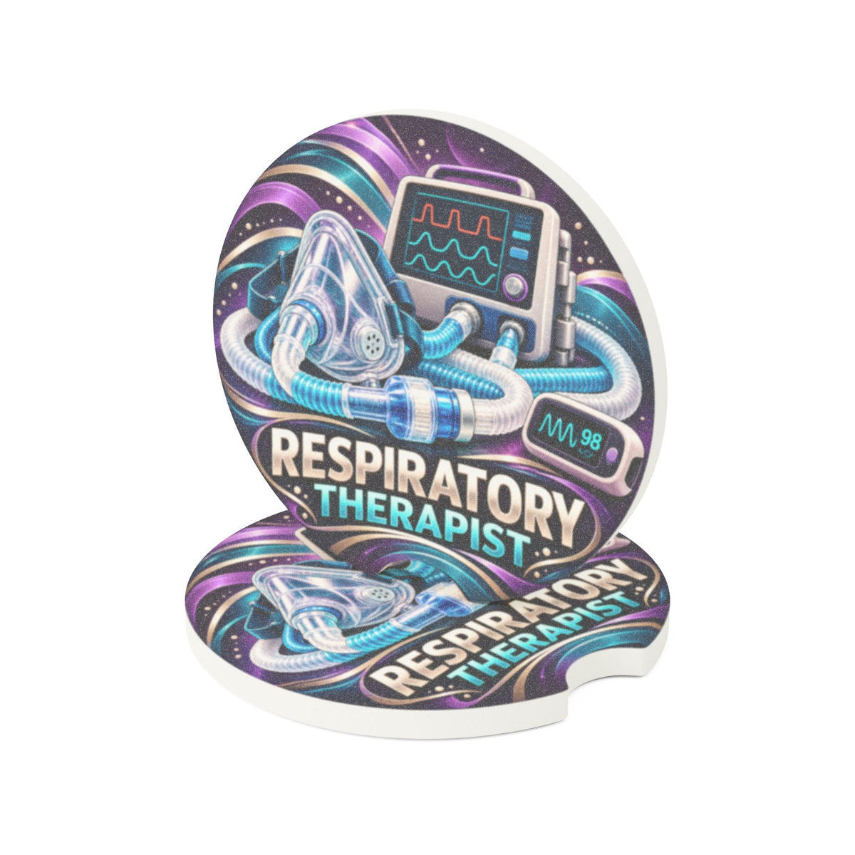 Respiratory Therapist Car Coaster — Soapstone Drink Holder with Ventilator Design
