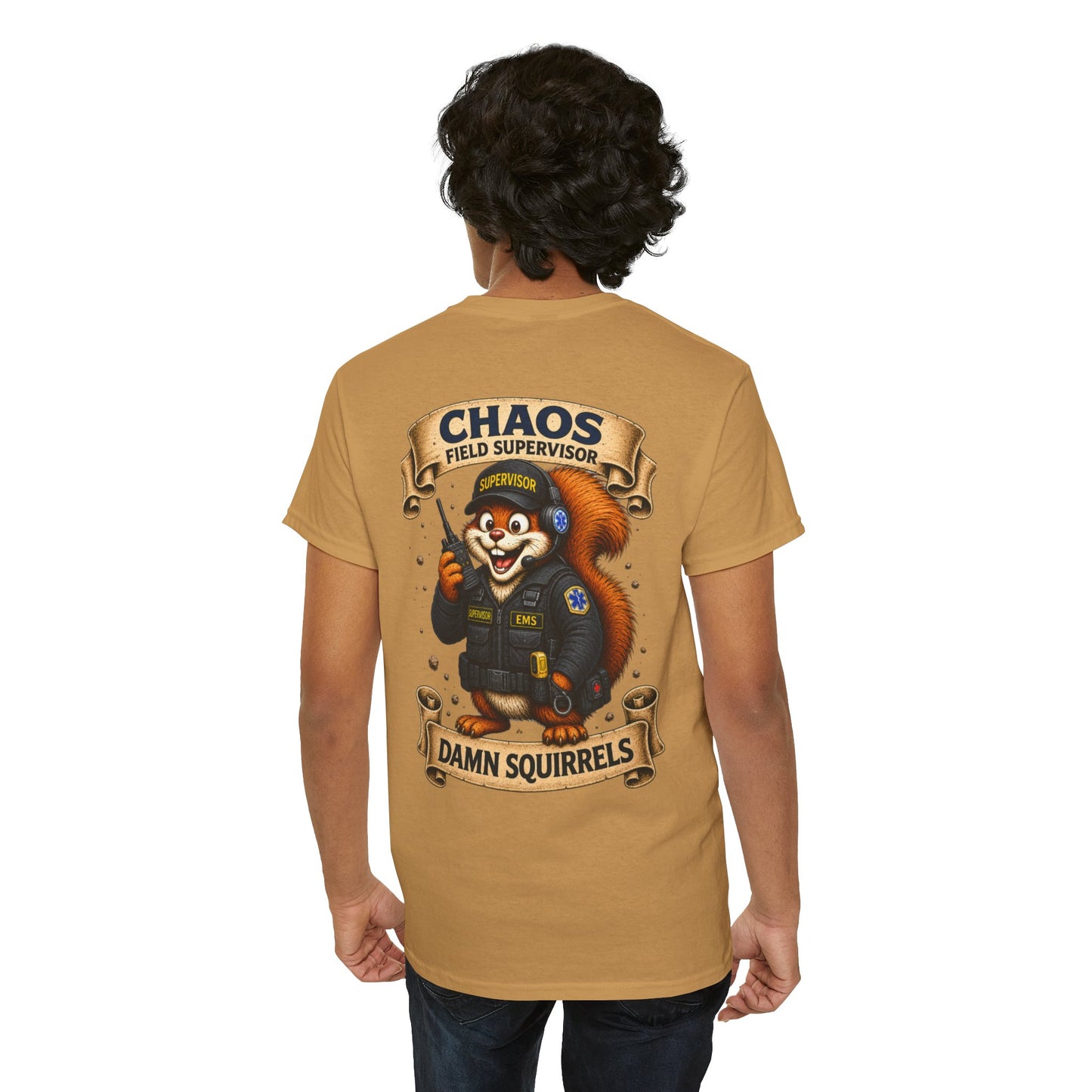 EMS Field Supervisor 'Chaos Squirrel' T-Shirt — Funny EMS Supervisor Gift